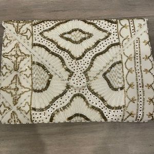 Gold Beaded Clutch Brand New!